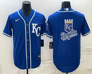 Men%27s Kansas City Royals Big Logo Light Blue Stitched MLB Cool Base Nike Jerseys